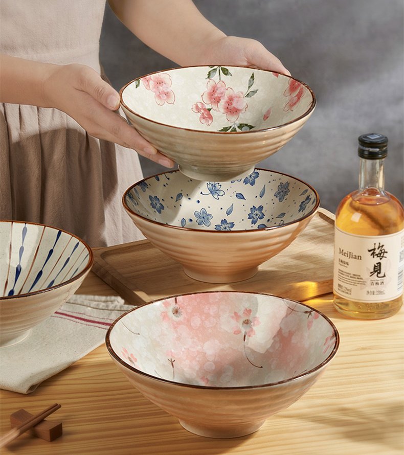 Noodle Bowl Household Ceramic Bamboo Hat Soup Bowl - Image 9