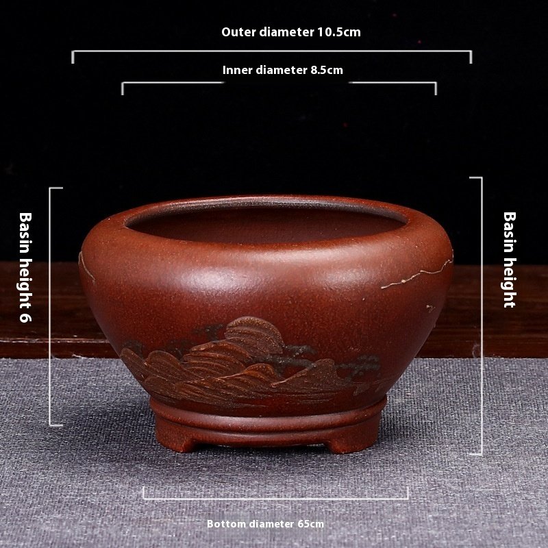 Small Desktop Succulent Purple Clay Flowerpot - Image 6