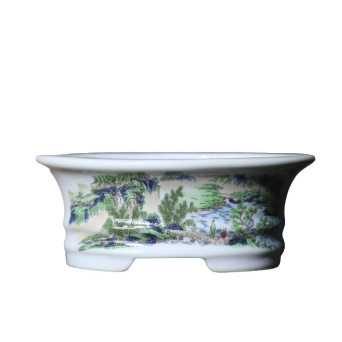 Creative Painted Oval Purple Clay Flower Pot - Image 8