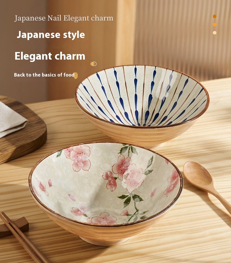 Noodle Bowl Household Ceramic Bamboo Hat Soup Bowl - Image 4