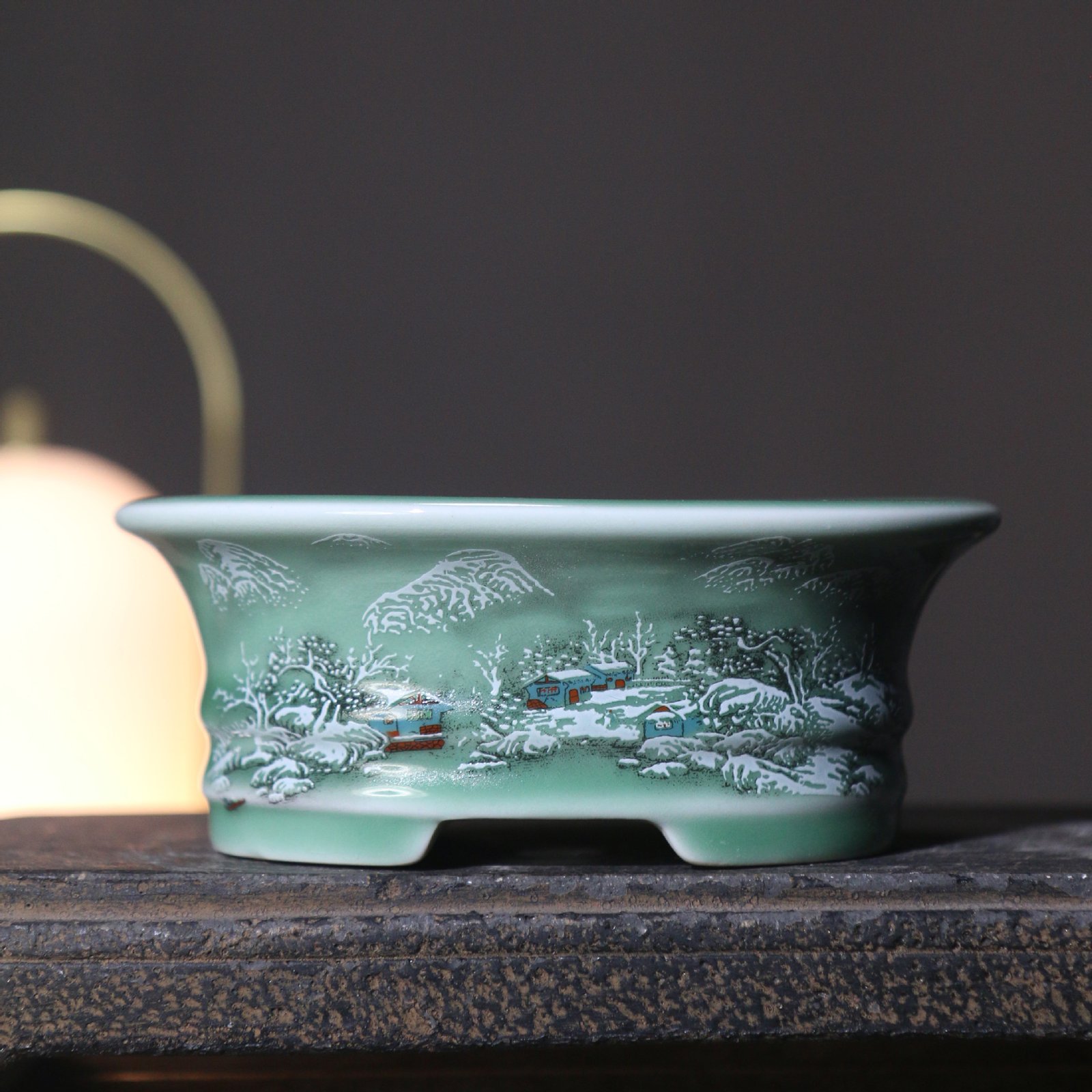 Creative Painted Oval Purple Clay Flower Pot - Image 3