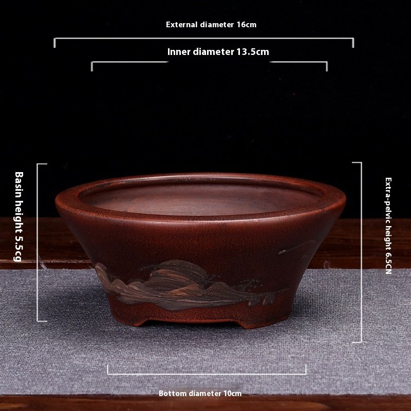 Small Desktop Succulent Purple Clay Flowerpot - Image 4