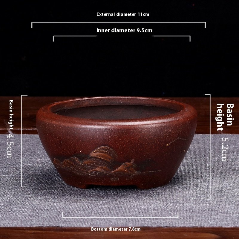 Small Desktop Succulent Purple Clay Flowerpot - Image 5