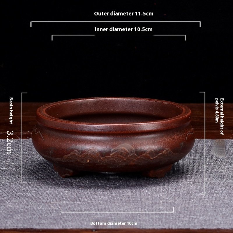 Small Desktop Succulent Purple Clay Flowerpot - Image 7