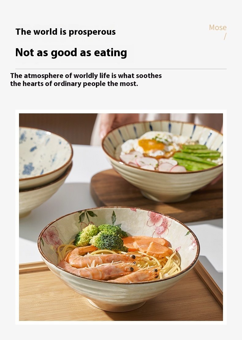 Noodle Bowl Household Ceramic Bamboo Hat Soup Bowl - Image 7