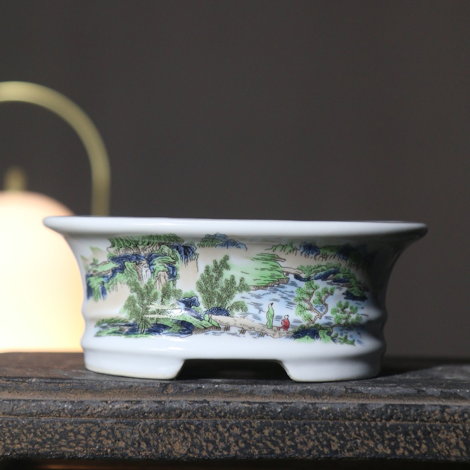 Creative Painted Oval Purple Clay Flower Pot