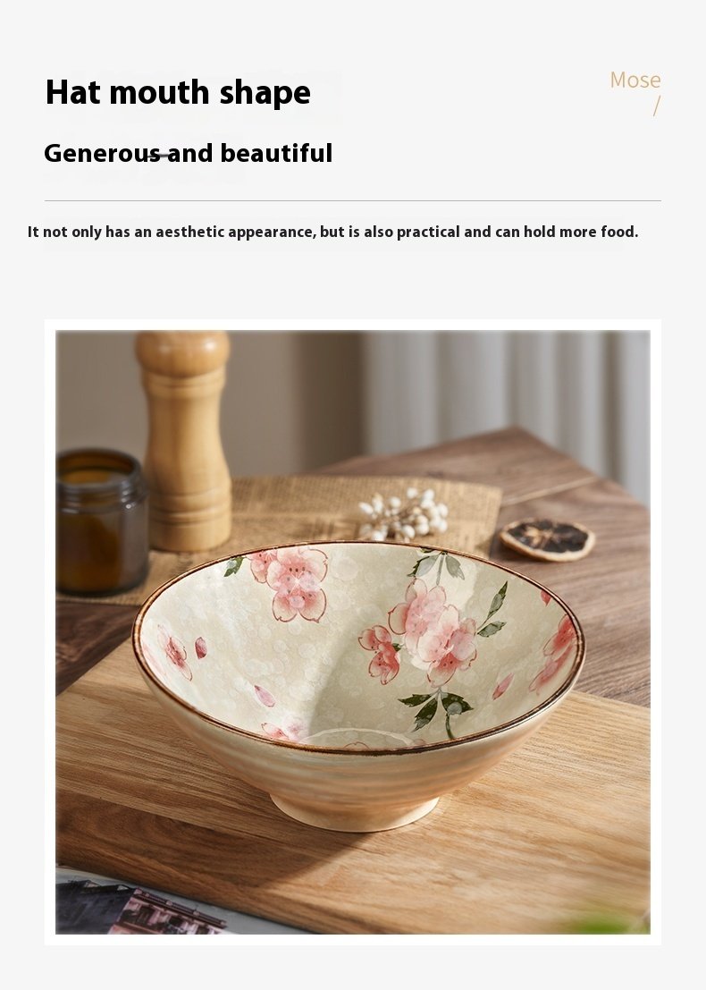 Noodle Bowl Household Ceramic Bamboo Hat Soup Bowl - Image 8