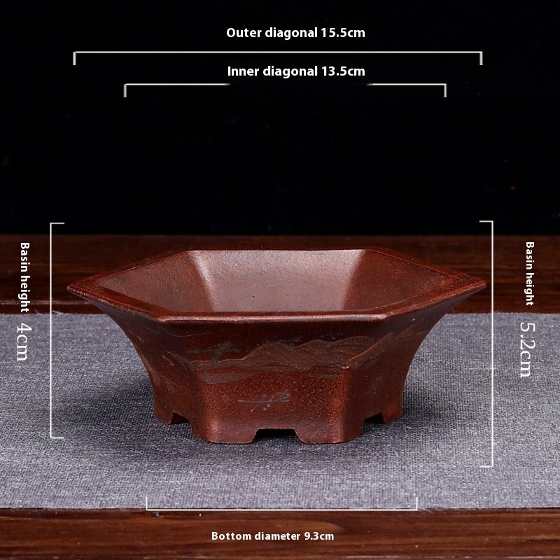 Small Desktop Succulent Purple Clay Flowerpot - Image 3