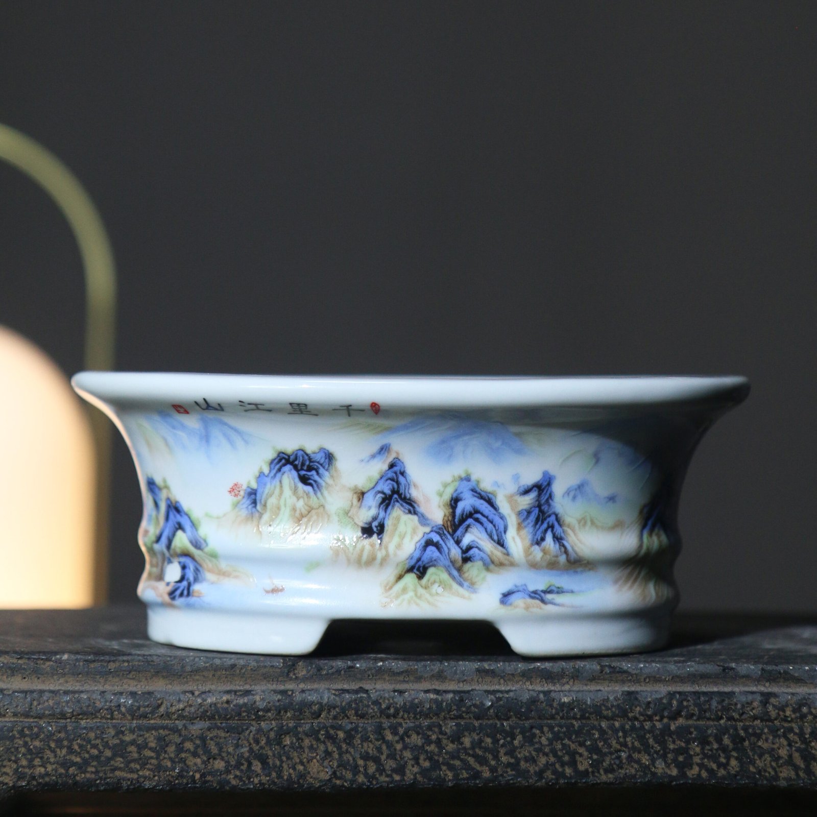 Creative Painted Oval Purple Clay Flower Pot - Image 6